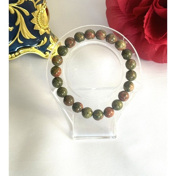 Natural Unakite Bracelet 8mm Healing Reiki Balance - Picture 4 of 5